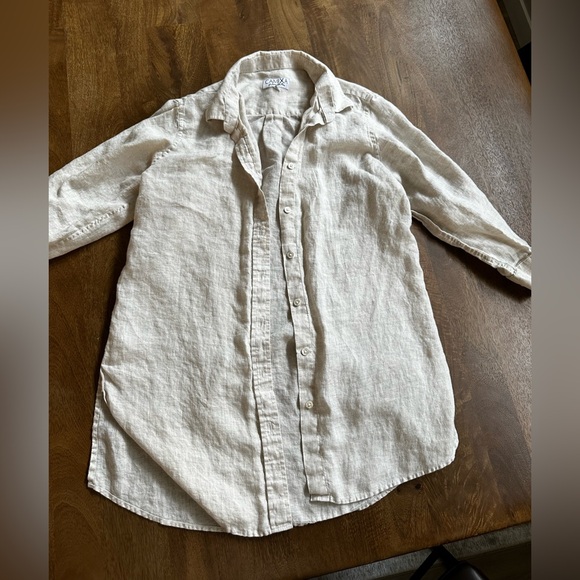 100% linen 3/4 sleeve button down shirt - Picture 3 of 11